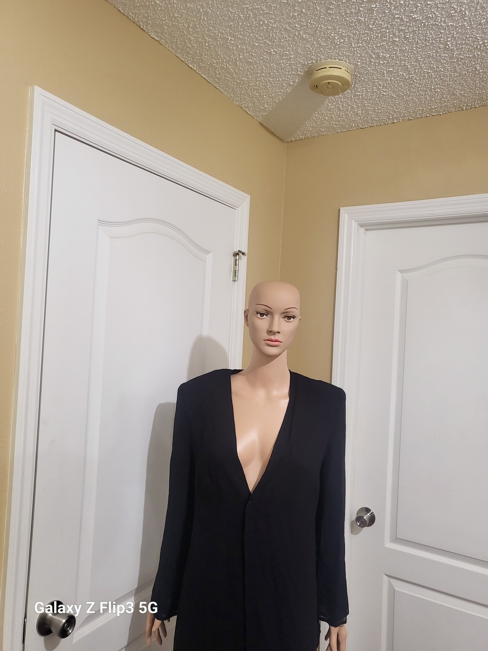 Vintage Tadashi Made in USA Black Open-Front Jacket Cover Up - High Slit Panels